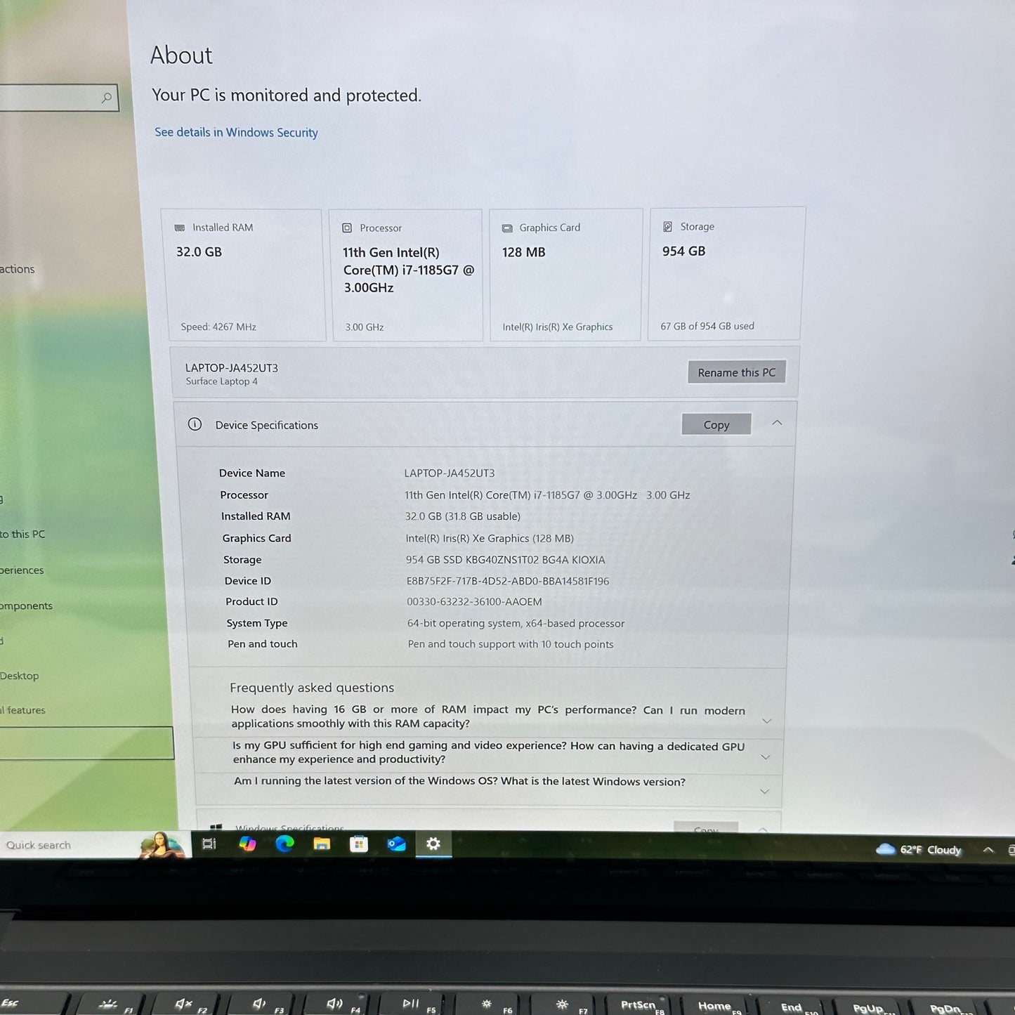 Microsoft Surface Laptop 4 1979 15.6" i7-1185G7 3.0GHz 32GB RAM 1TB SSD