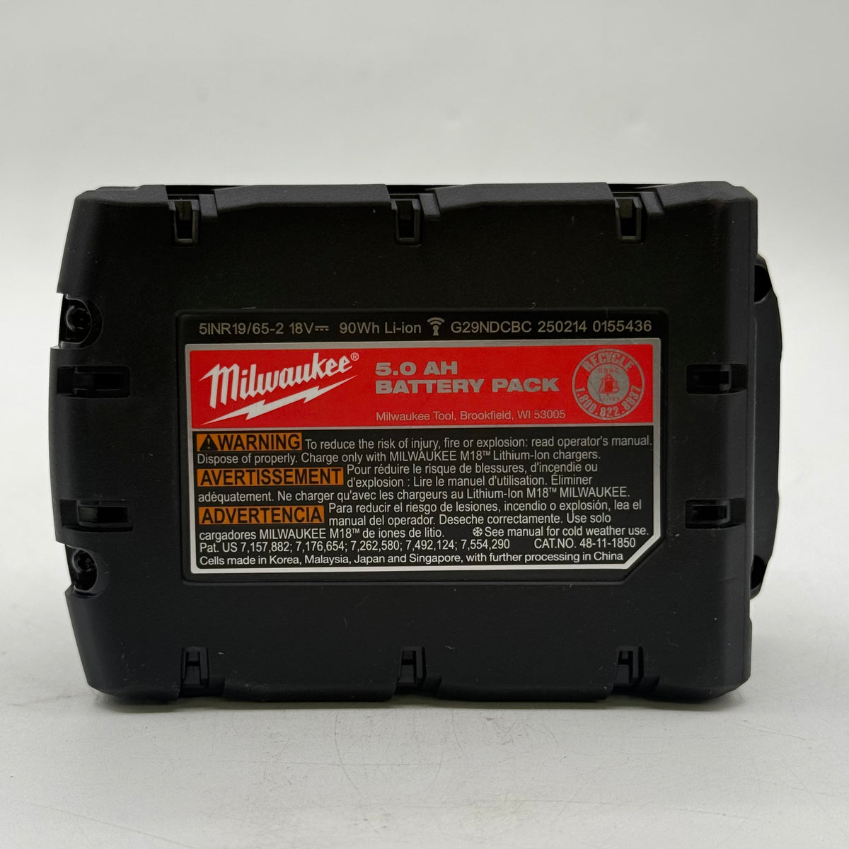 Milwaukee M18 REDLITHIUM XC5.0 18V Power Tool Battery 48-11-1850