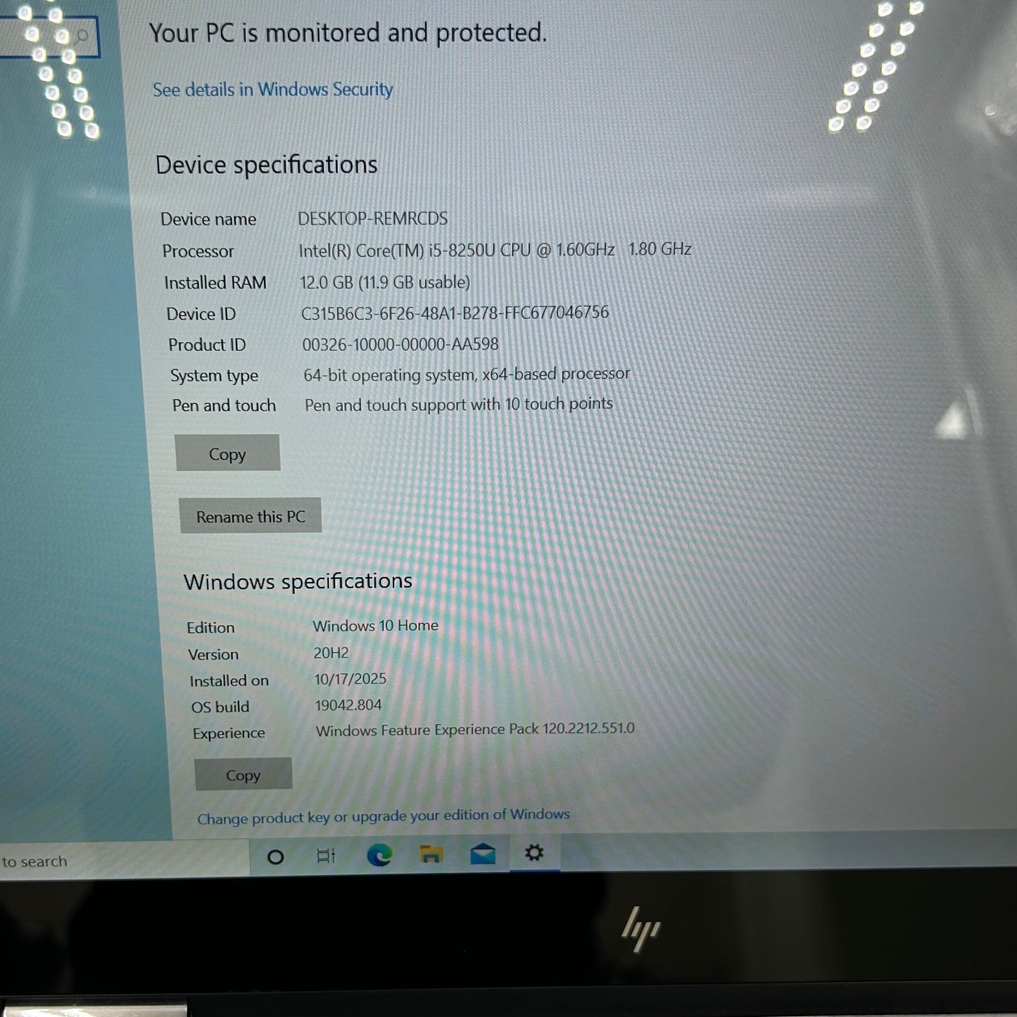 HP Envy x360 15M-BP111DX i5-8250U 1.8GHz 12GB RAM 1TB HDD