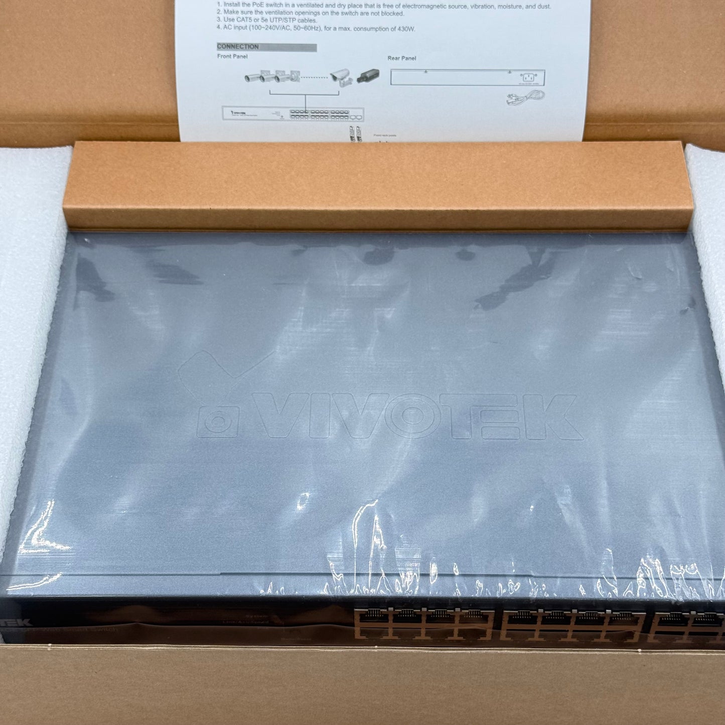 New Vivotek AW-GEV-264B-370 24xGE PoE + 2xGE SFP Web Smart Managed Switch