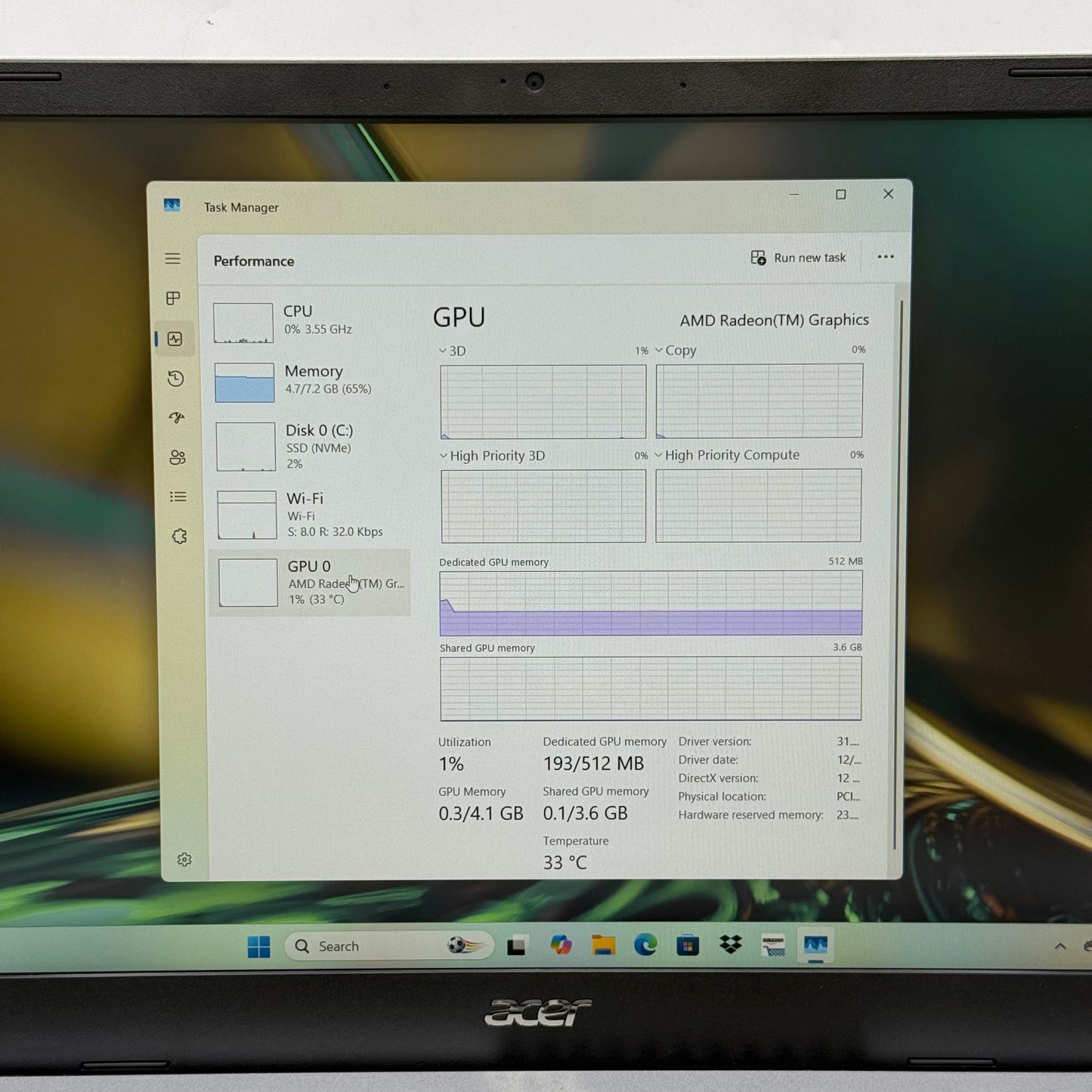 Acer Aspire 3 A315-24P-R7VH 15.6" Ryzen 3 7320U 2.4GHz 8GB RAM 128GB SSD