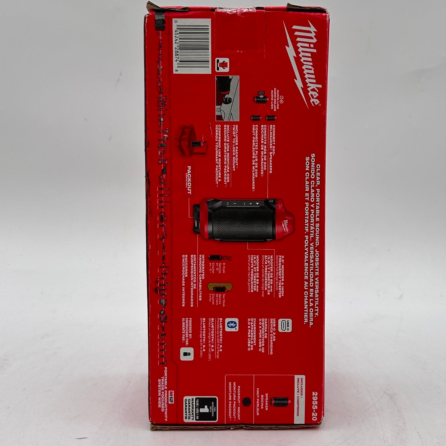 New Milwaukee 2955-20 M12 12V Bletooth Jobsite Speaker