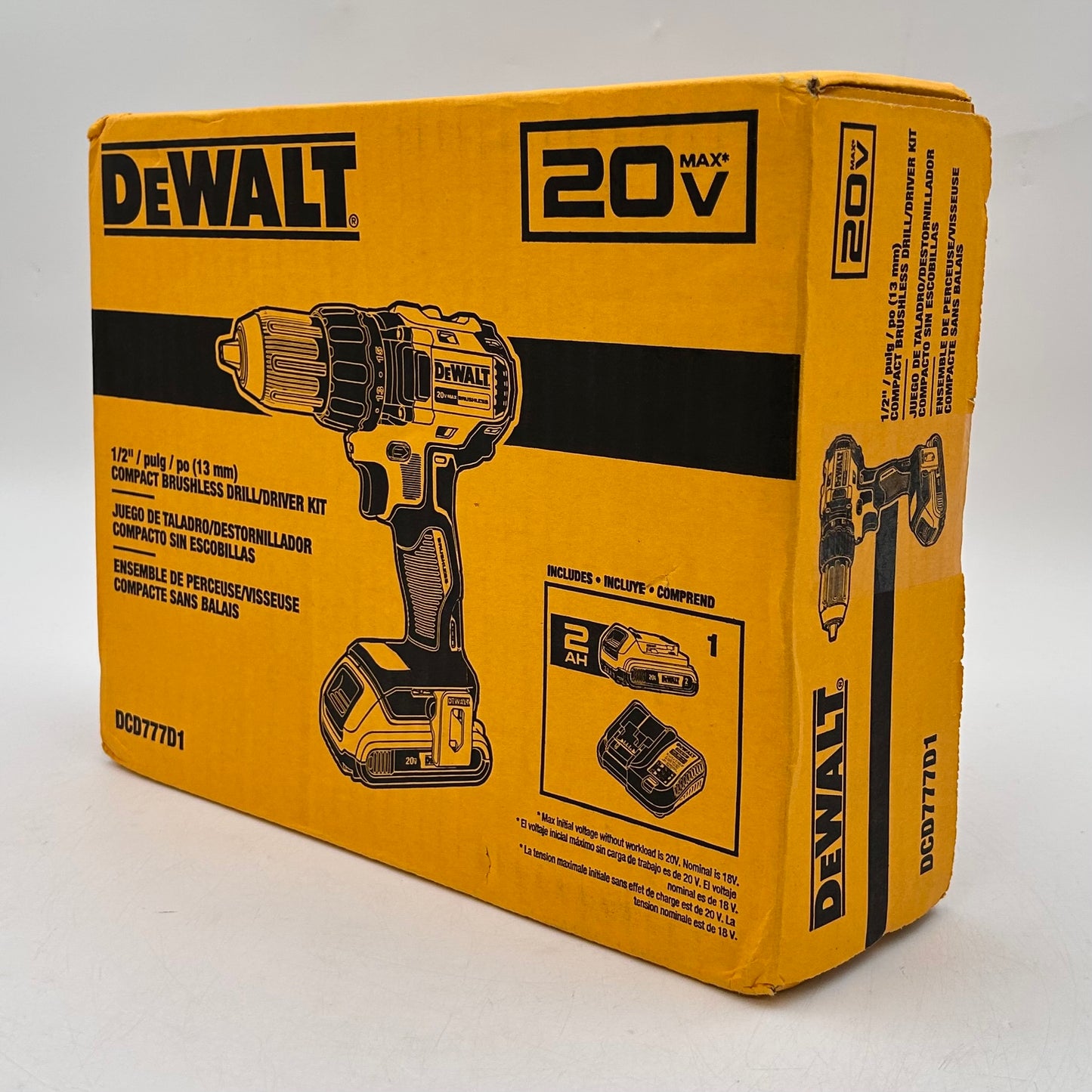 New DeWalt DCD777D1 20V MAX Compact Brushless Drill/Driver Kit (13mm)