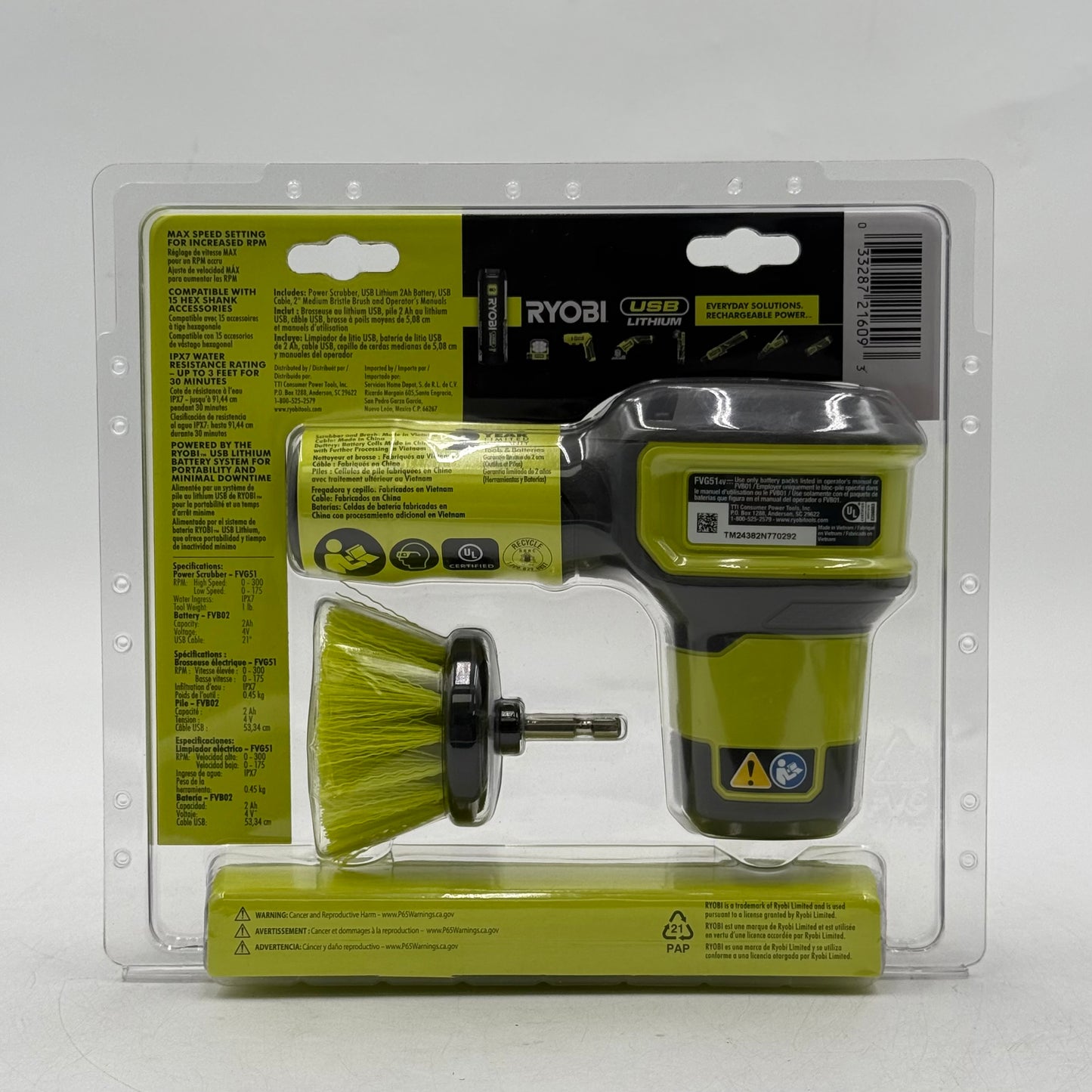 New Ryobi FVG51K 4V Power Scrubber Kit