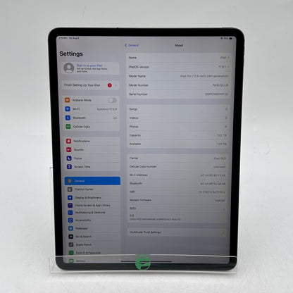 Factory Unlocked Apple iPad Pro 12.9" 4th Gen 1TB Space Gray NXG22LL/A Read