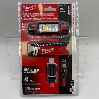 New Milwaukee 2163-21 Redlithium Usb 600L Hard Hat HeadLamp