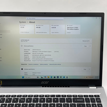 Broken Acer Aspire 3 15.6" Ryzen 3 7320U 2.4GHz 8GB RAM 128GB SSD Bad Battery