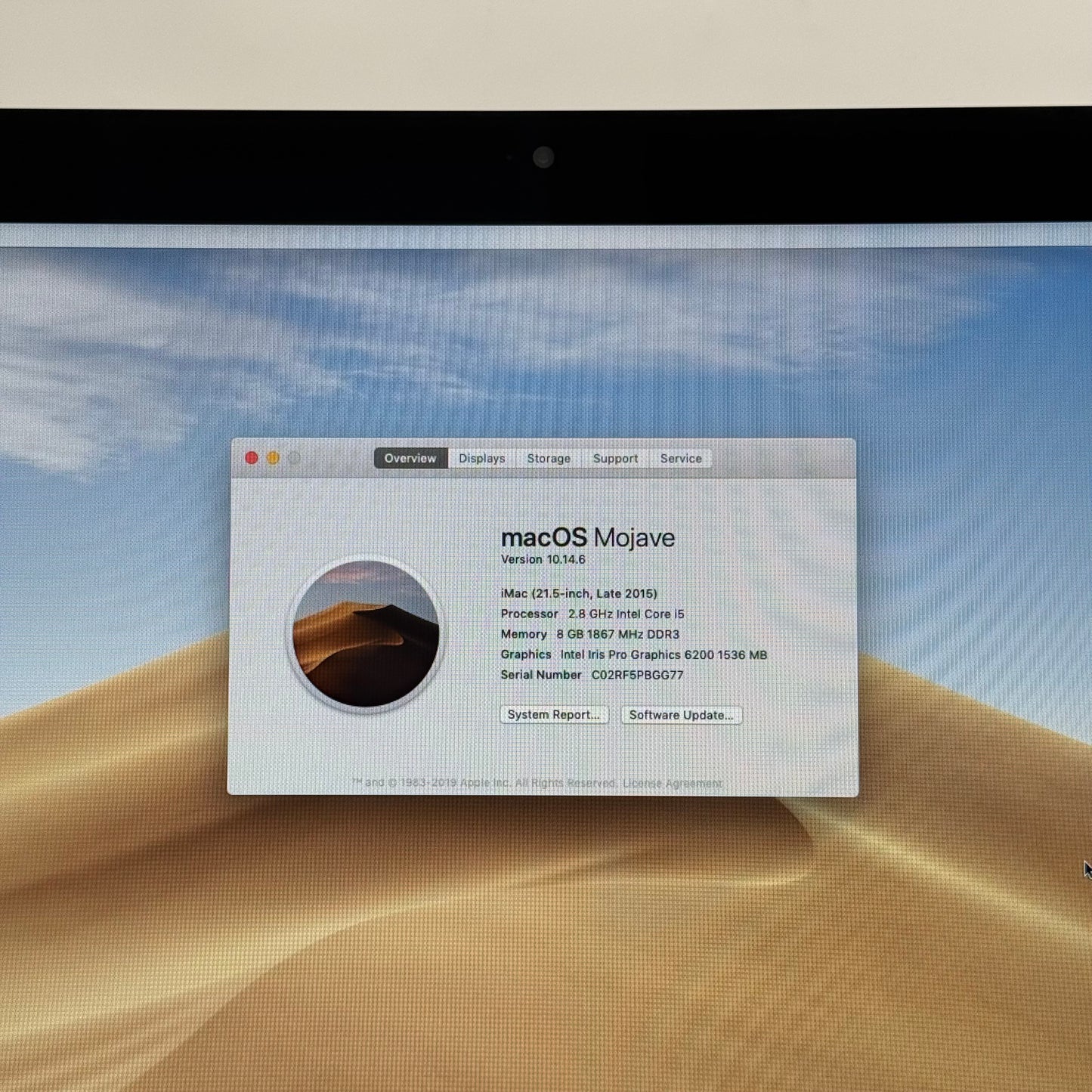 2015 Apple iMac 21.5" i5 2.8GHz 8GB RAM 1TB HDD Silver A1418