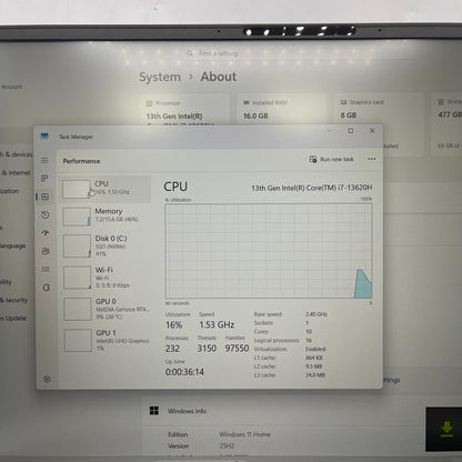 Asus ROG Zephyrus G16 GU603 16" i7-13620H 2.4GHz 16GB RAM 512GB GeForce RTX 4060