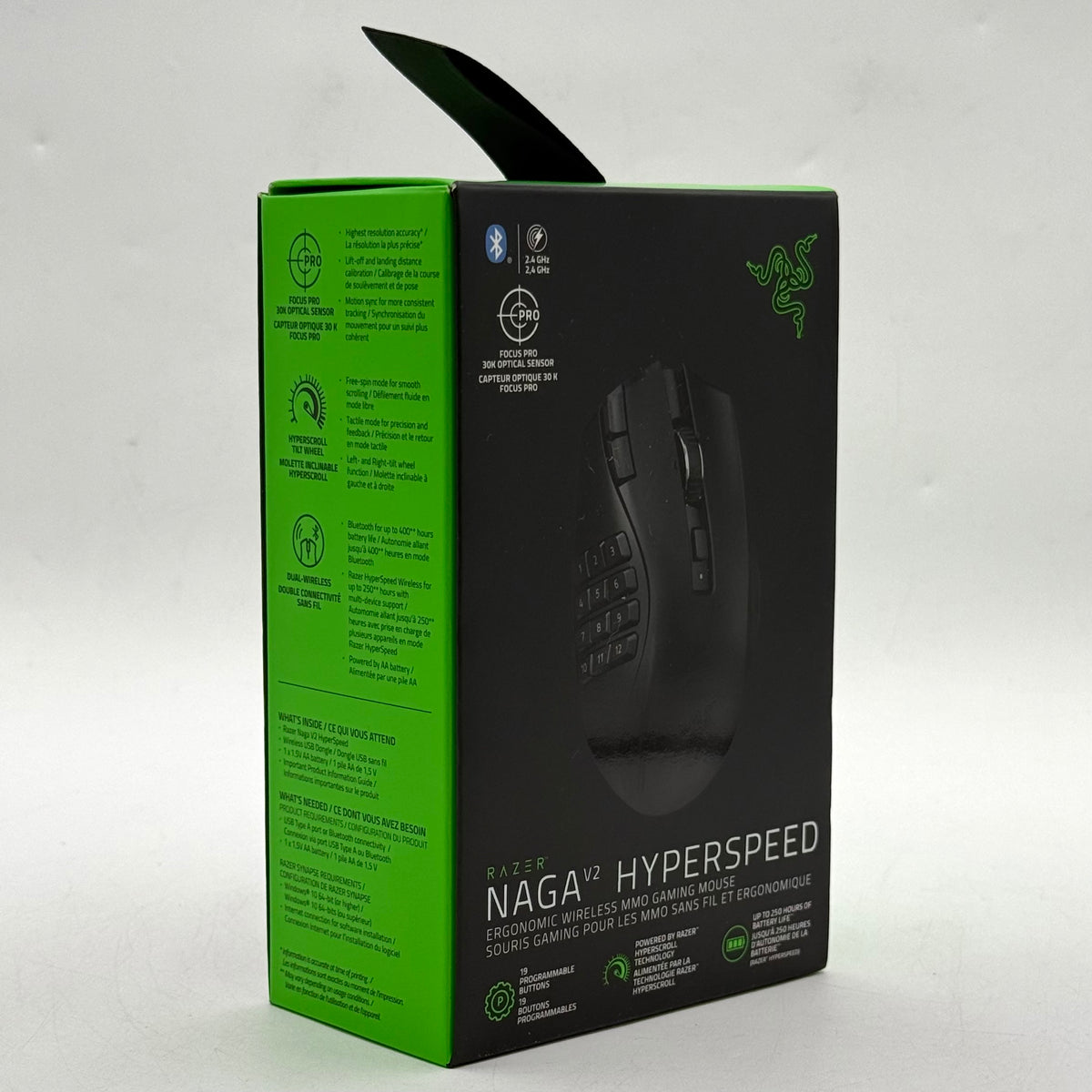 New Razer Naga V2 Hyperspeed RZ01-0360 Wireless Gaming Mouse Black