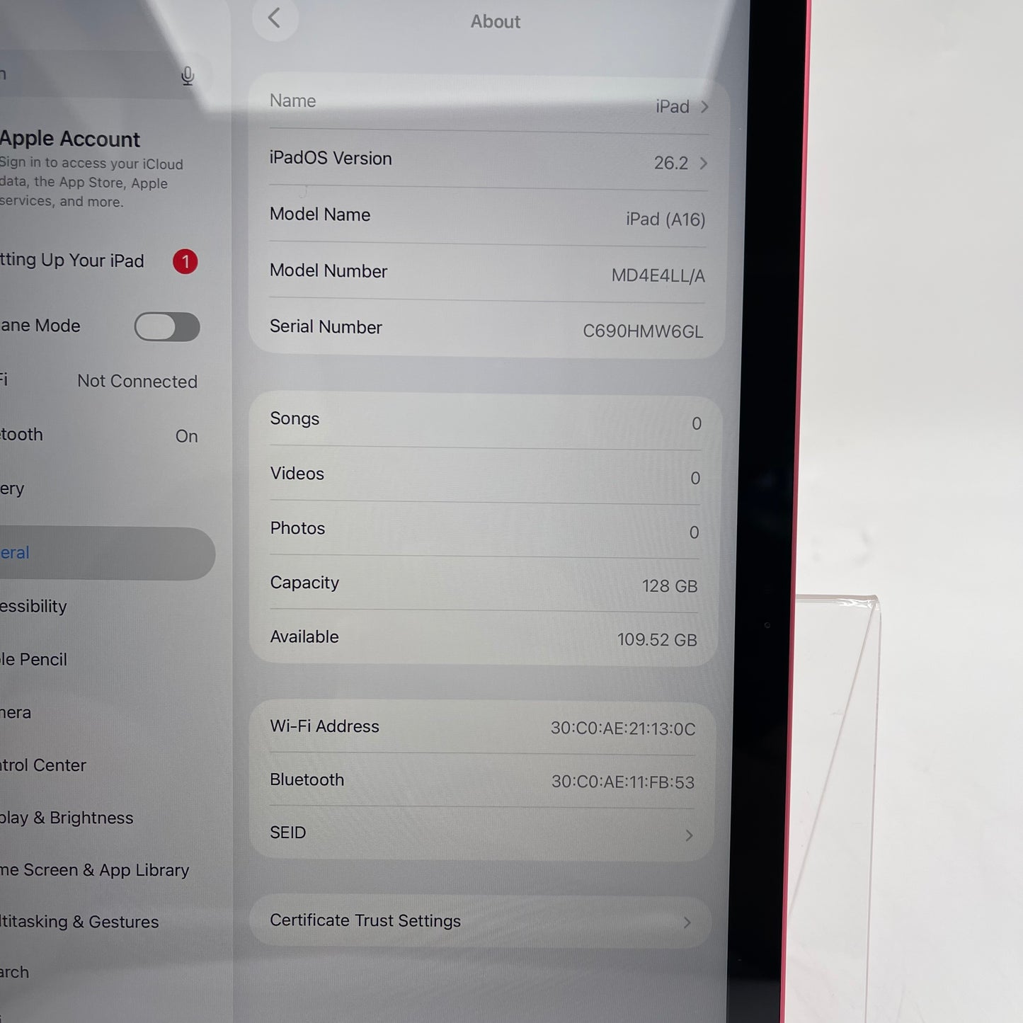 WiFi Only Apple iPad 11" (A16) 128GB Pink MD4E4LL/A