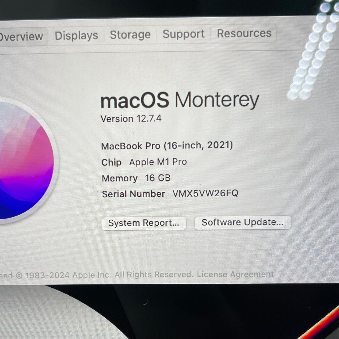 2021 Apple MacBook Pro 16" M1 Pro 16C GPU 3.2GHz 16GB RAM 1TB SSD A2485 Read