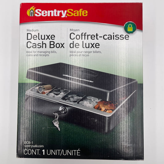 New Sentry Safe Medium Deluxe Cash Box Safebox DCB-1