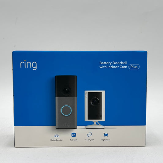 New Ring Battery Doorbell With Indoor Cam Plus Doorbell Camera Black (2nd Gen)