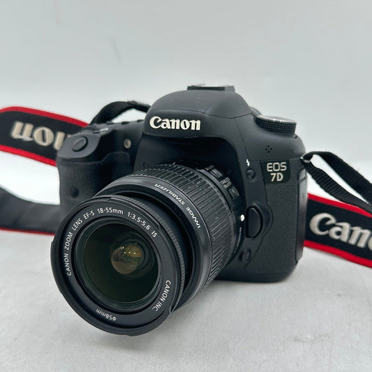 Canon EOS 7D 18.0MP Digital SLR Camera 47463 SC w/ 18-55mm Lens & Extras
