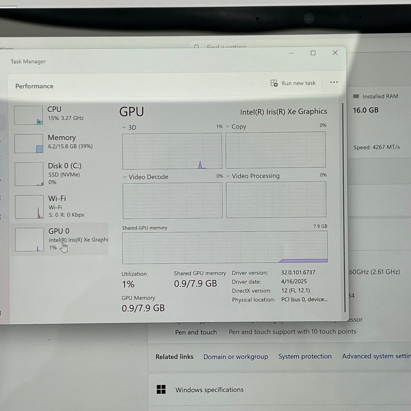 Microsoft Surface Pro 8 1983 13" i5-1145G7 2.6GHz 16GB RAM 256GB SSD
