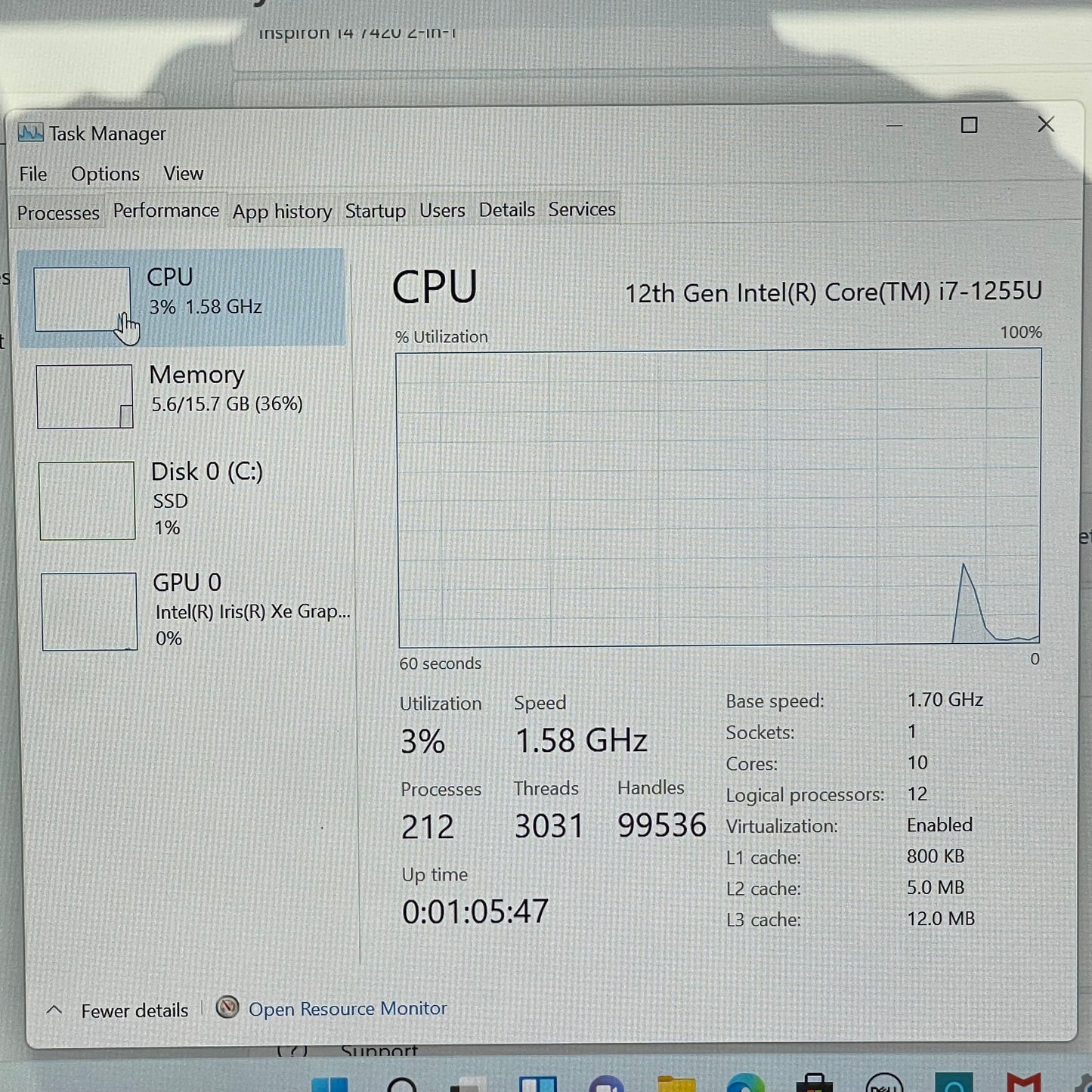 Dell Inspiron P161G 14" i7-1255U 1.7GHz 16GB RAM 512GB SSD