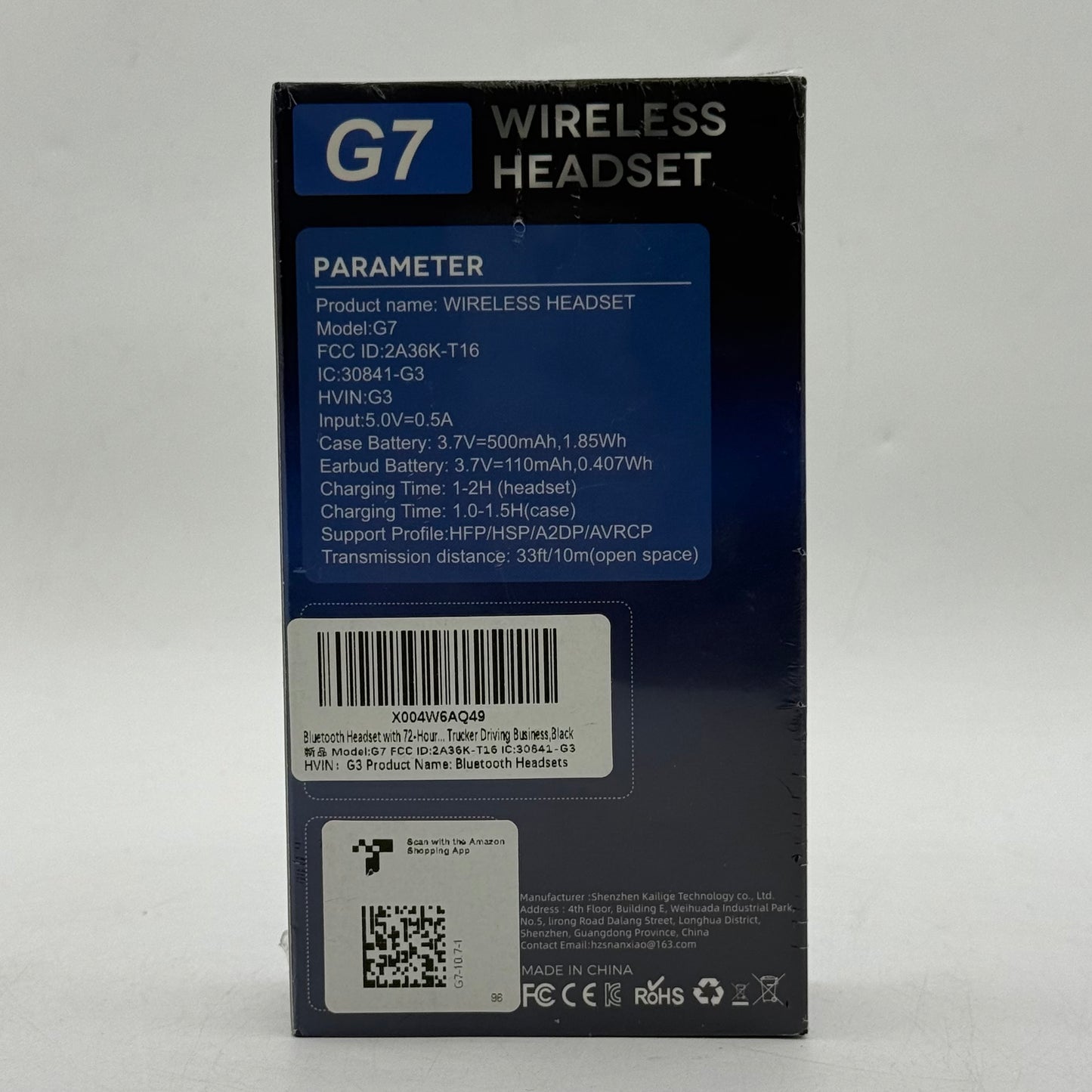 New G7 V5.3 Portable Bluetooth Wireless Headset Black