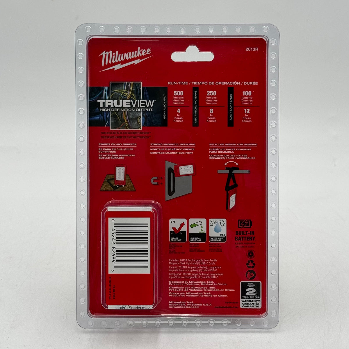 New Milwaukee 2013R 4V Rechargeable 500L Low Profile Magnetic Task Light