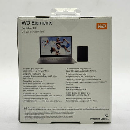 New Western Digital WD Portable HDD 4TB WDBU6Y0040BBK-WESN