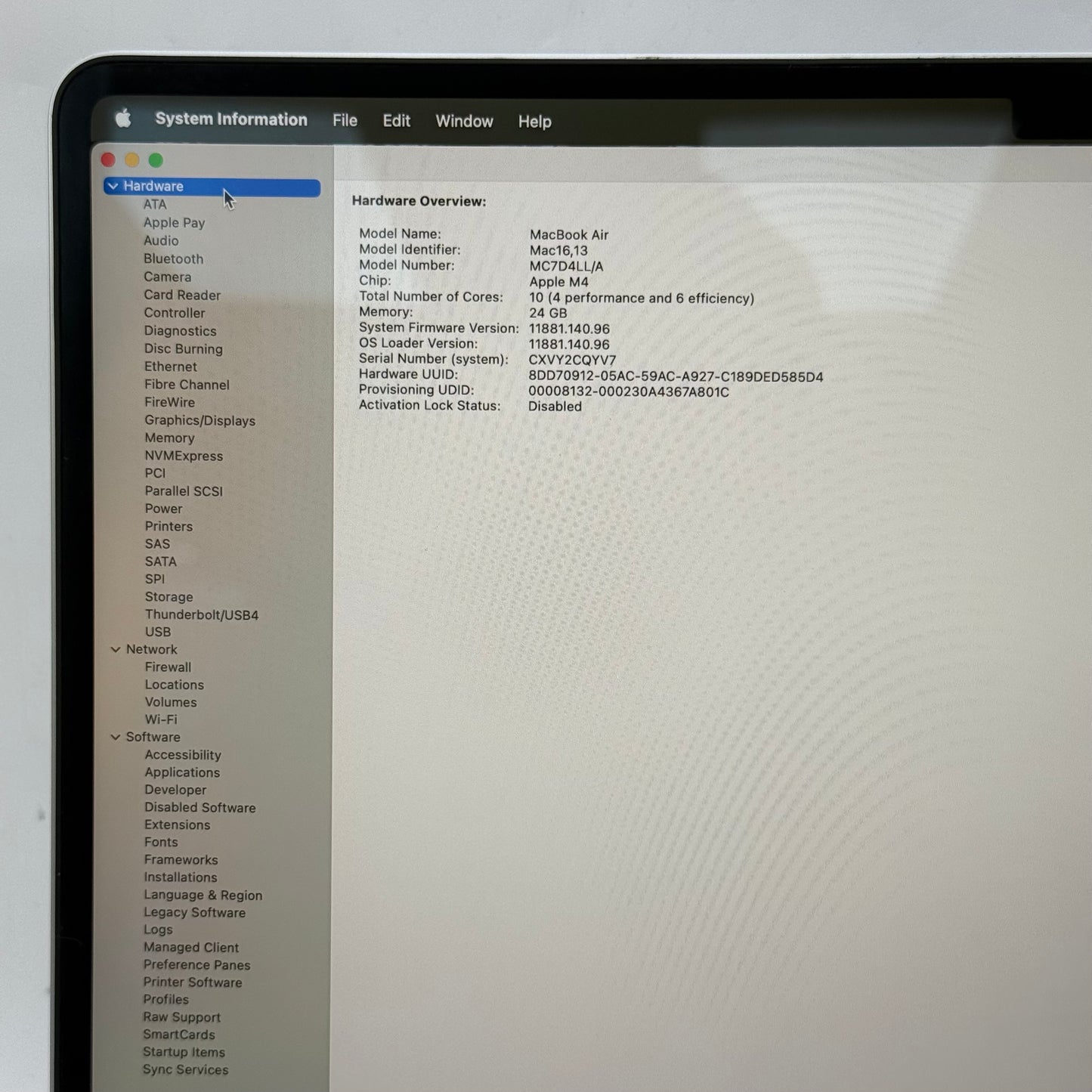 2025 Apple MacBook Air 15" M4 10C GPU 4.5GHz 24GB RAM 512GB SSD A3241