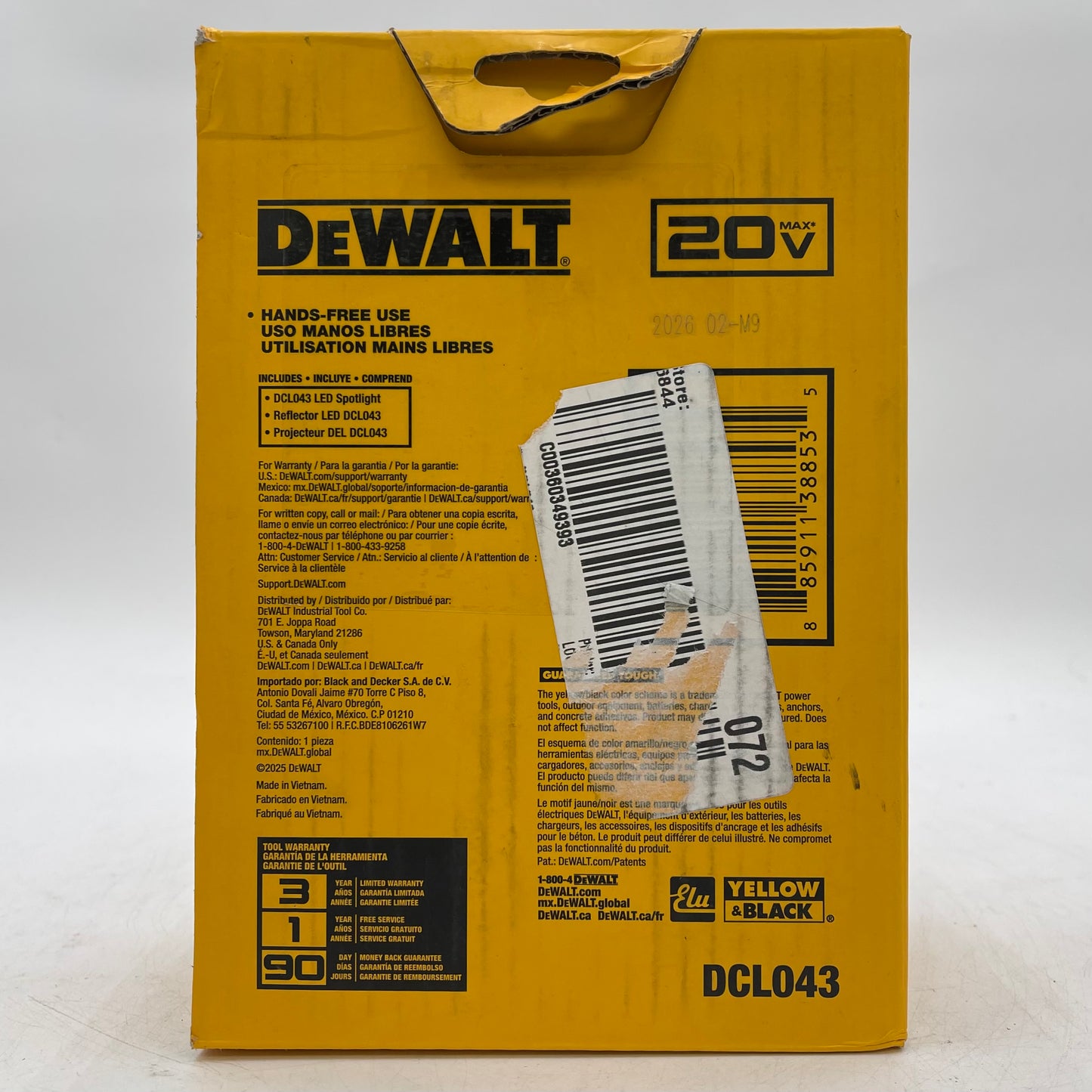 New DeWalt DCL043 20V MAX Jobsite Led Spotlight