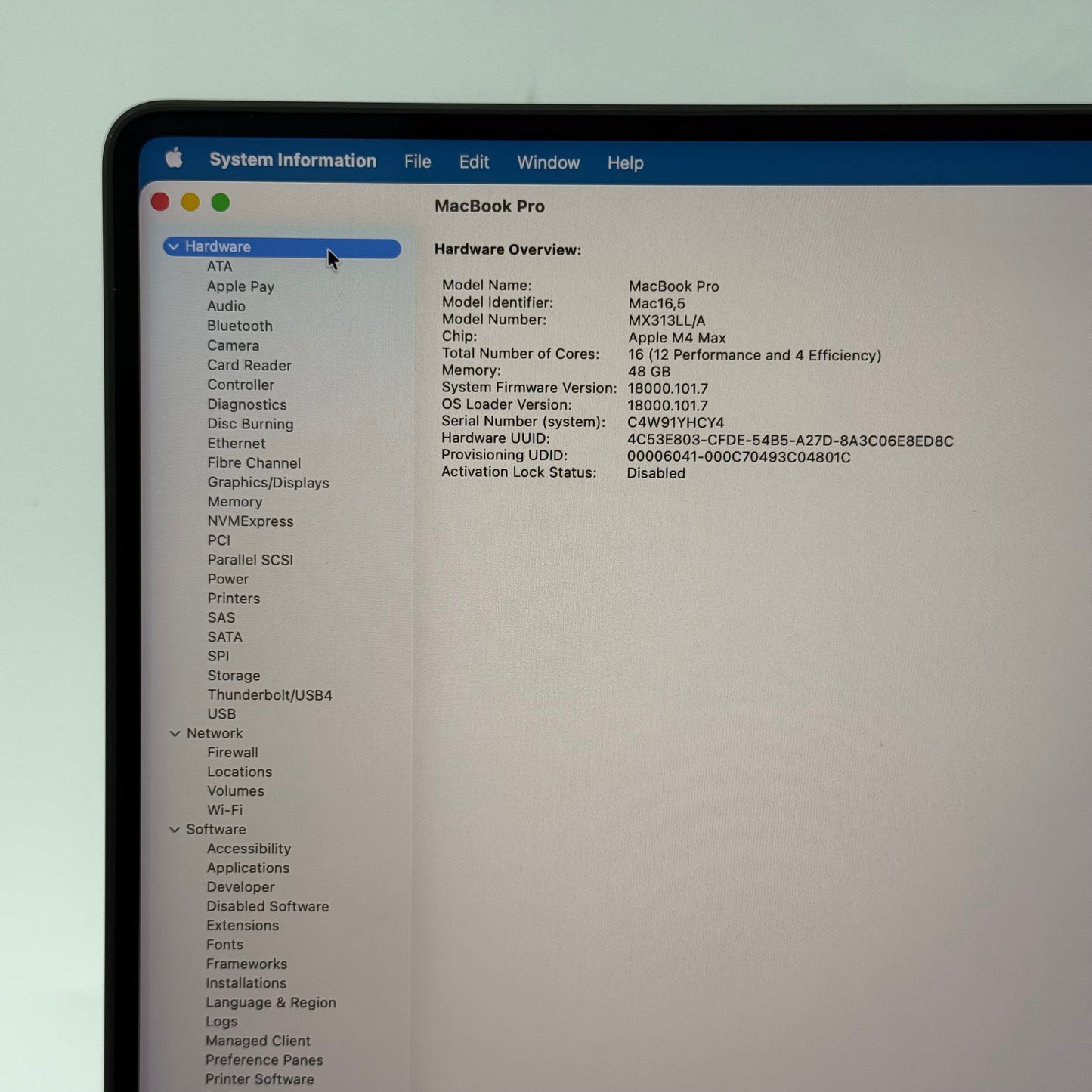 2024 Apple MacBook Pro 16" M4 Max 40C GPU 4.5GHz 48GB RAM 1TB SSD A3186