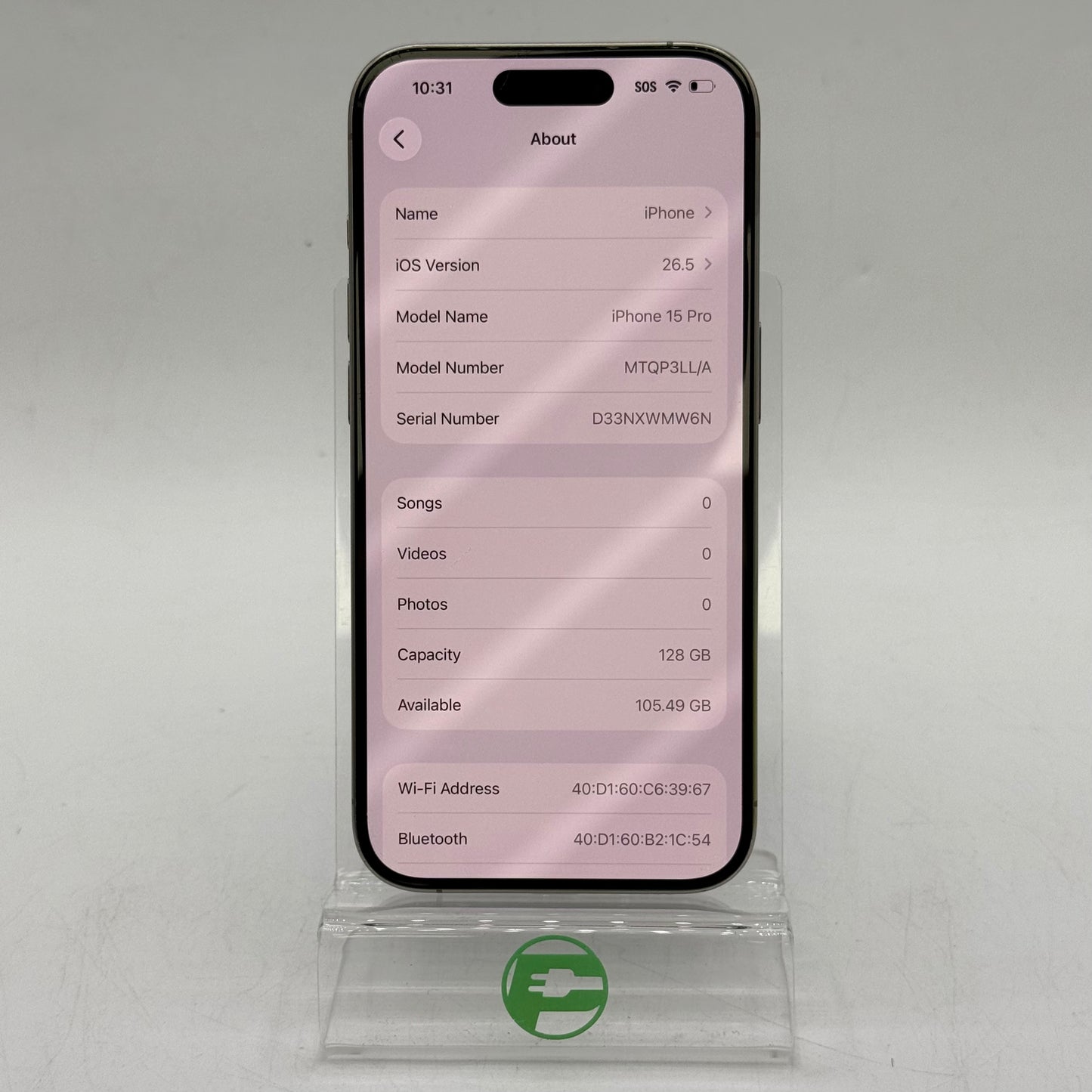 T-Mobile Apple iPhone 15 Pro 128GB Natural Titanium MTQP3LL/A