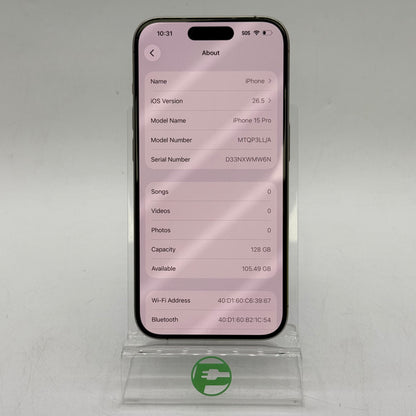T-Mobile Apple iPhone 15 Pro 128GB Natural Titanium MTQP3LL/A