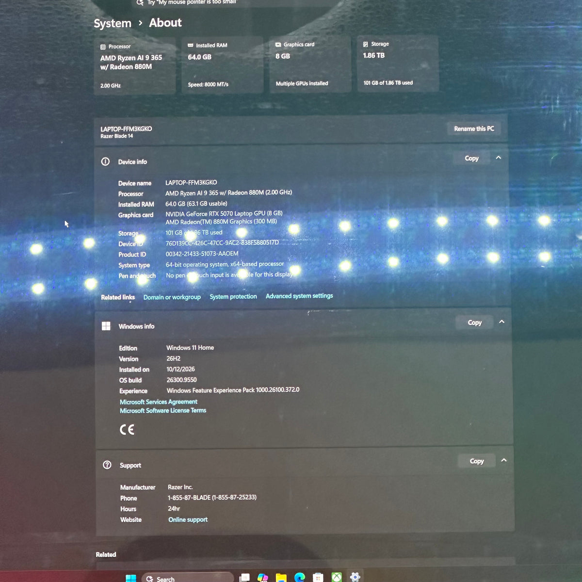 Razer Blade 14 Ryzen AI 9 365 2.0GHz 64GB RAM 2TB SSD GeForce RTX 5070