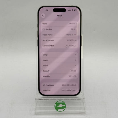 Factory Unlocked Apple iPhone 15 Pro 128GB Natural Titanium MTQP3LL/A