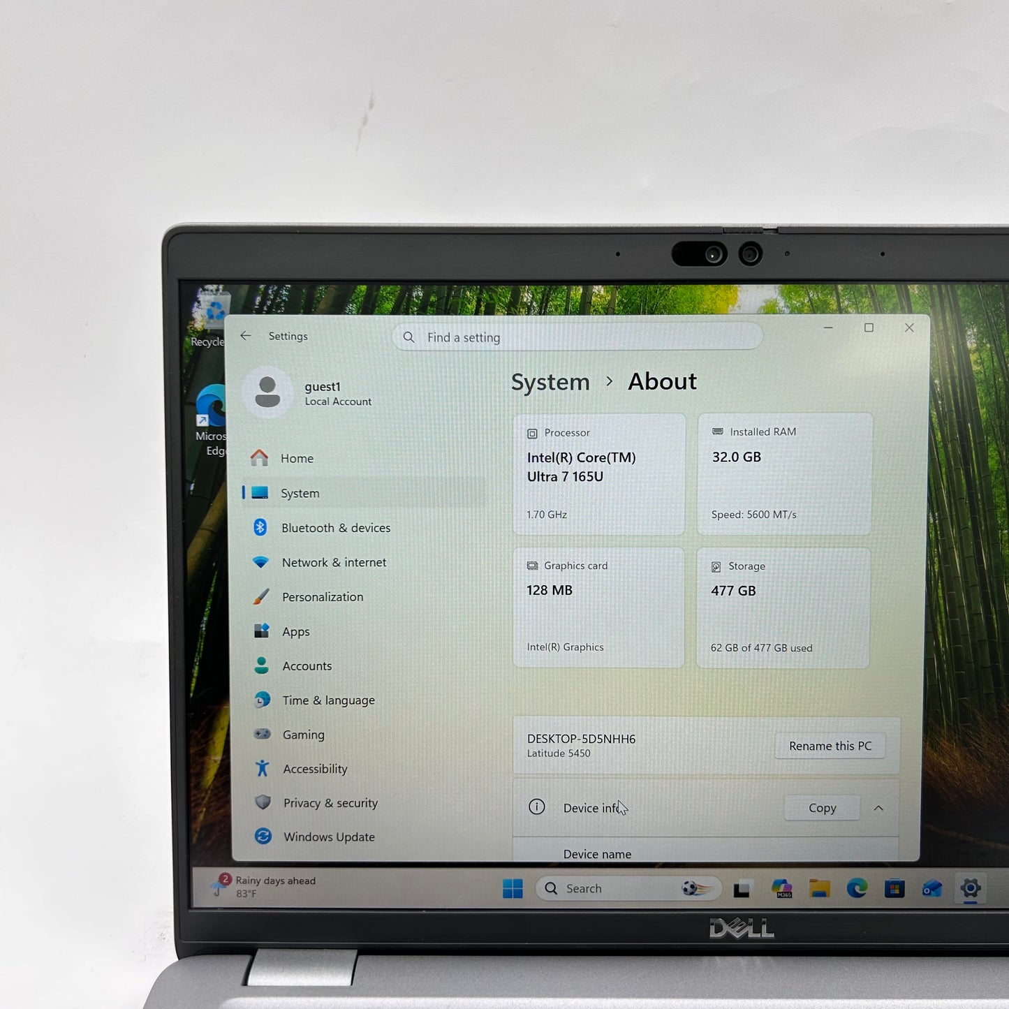 Dell Latitude 5450 14" Core Ultra 7 165U 1.7GHz 32GB RAM 512GB SSD