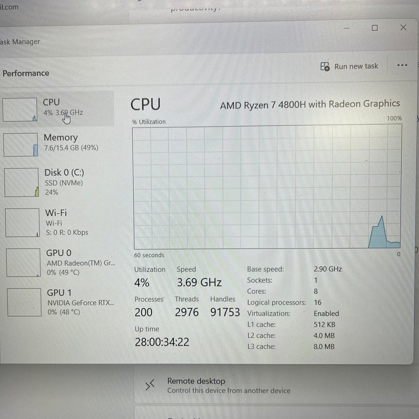 Asus TUF A15 15.6" Ryzen 7 4800H 2.9GHz 16GB RAM 512GB SSD GeForce RTX 3050