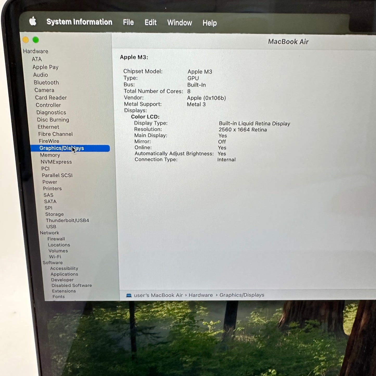 2024 Apple MacBook Air 13.6" M3 8C GPU 4.0GHz 8GB RAM 256GB SSD MRXV3LL/A