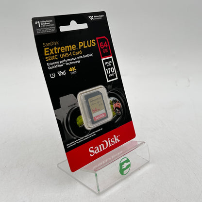 New SanDisk Extreme Plus 64GB 10MB/s SDXC Card 4K SDSDXW2-064G-APCIN
