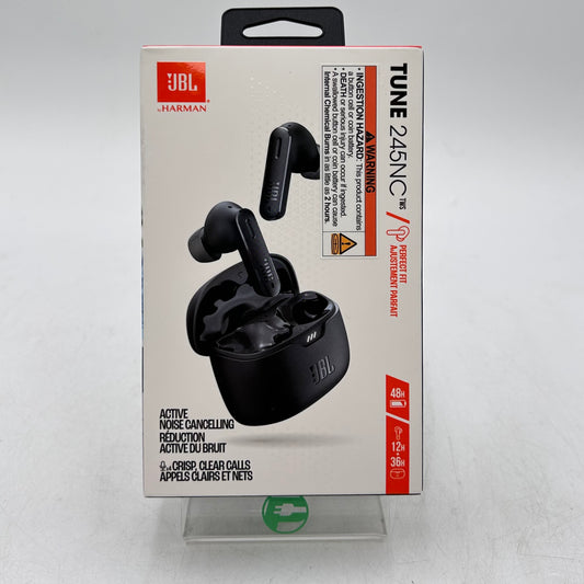 New JBL Tune 245NC Wireless Noise Canceling In-Ear Headphones Black 