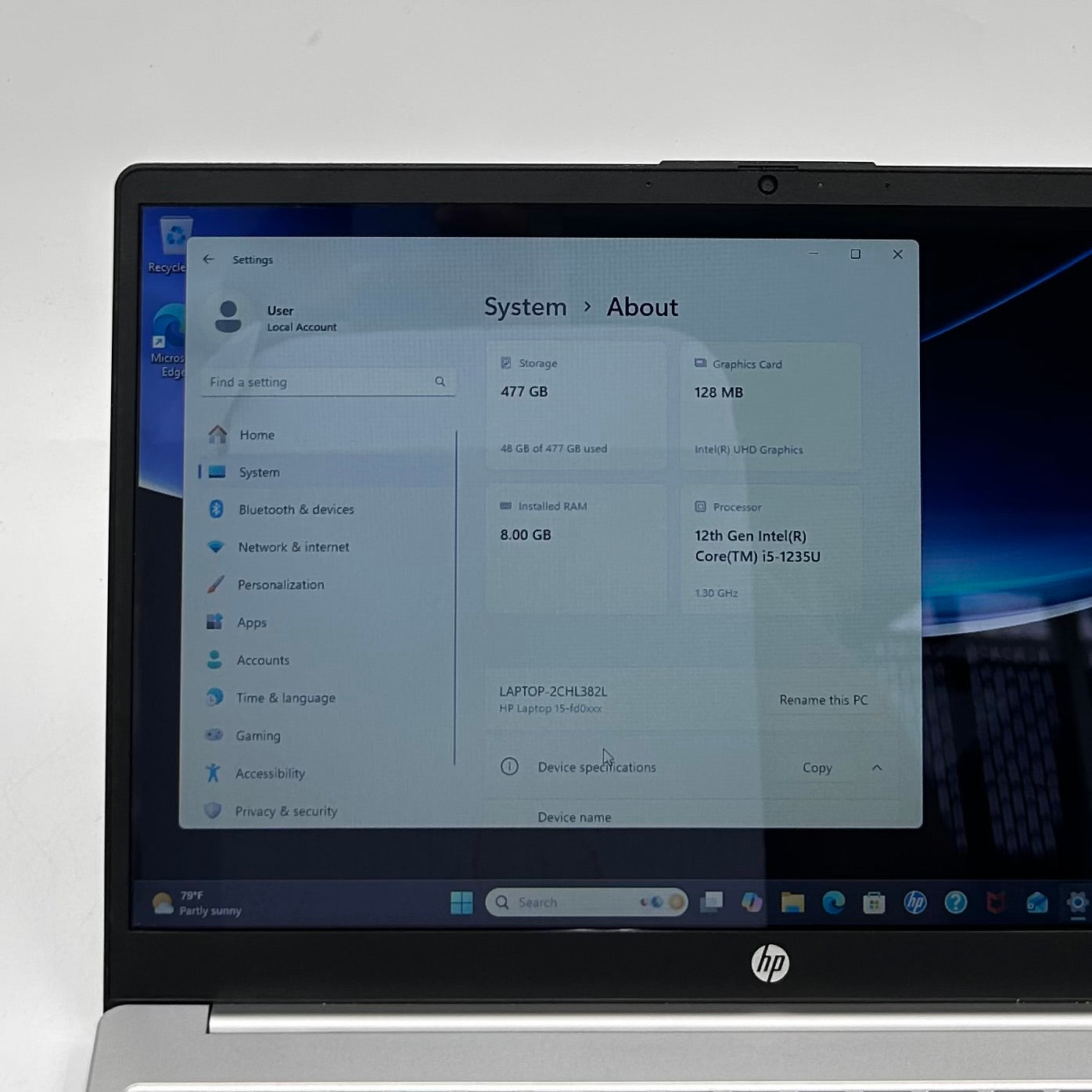 HP Laptop 15-FD0005DX 15.6" i5-1235U 1.3GHz 8GB RAM 512GB SSD