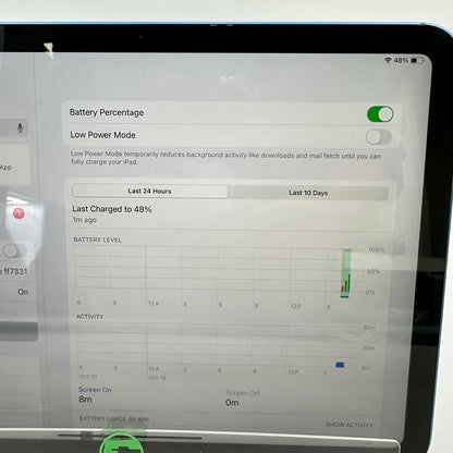 WiFi Only Apple iPad 10th Gen 64GB 18.6.2 Blue MQ6K3LL/A