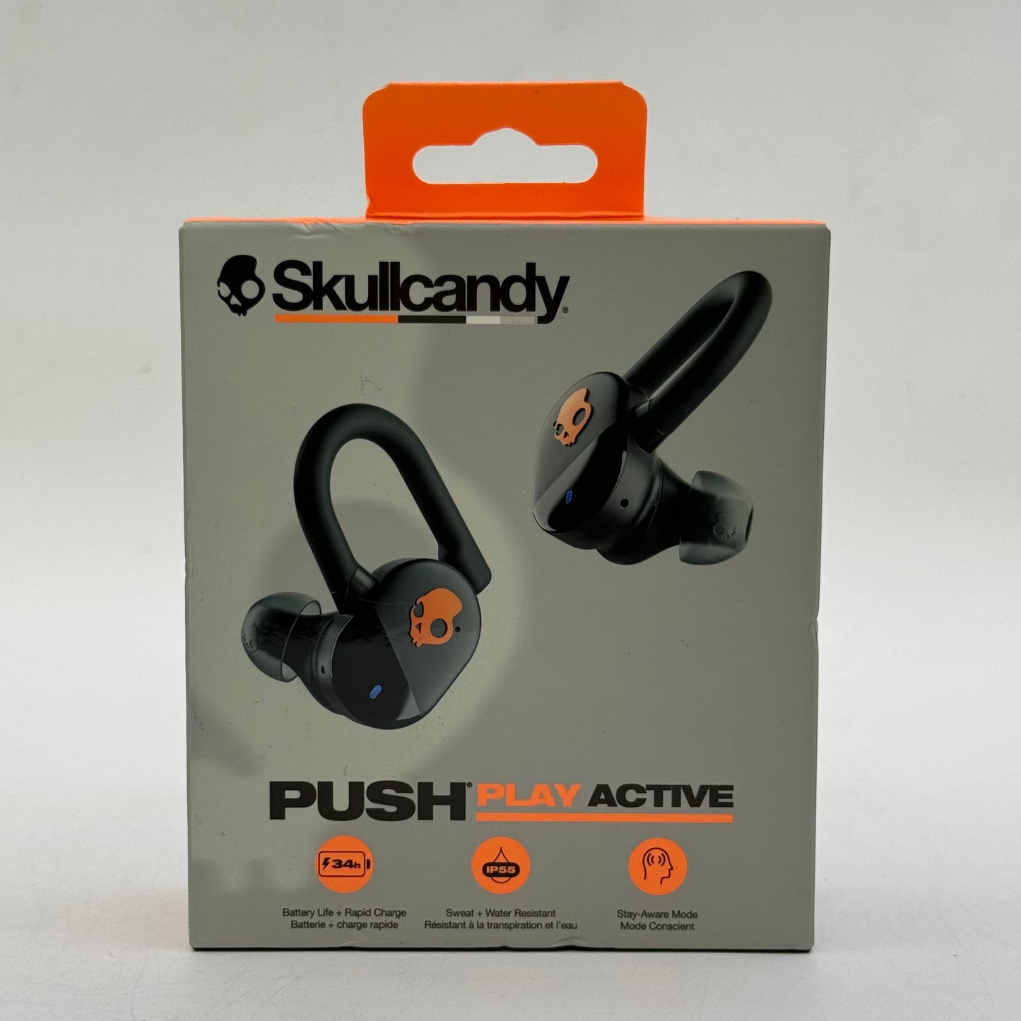 New Skullcandy Push Play Active Wireless In-Ear Bluetooth Headphones Black S2PPW