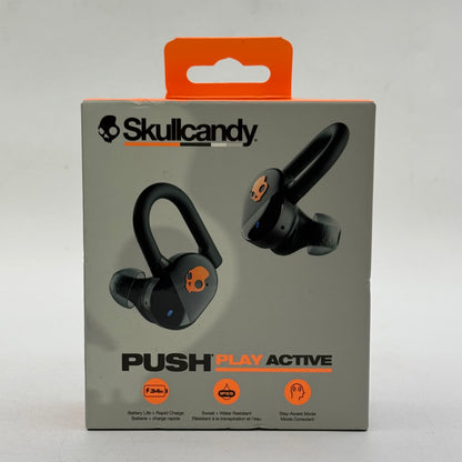 New Skullcandy Push Play Active Wireless In-Ear Bluetooth Headphones Black S2PPW