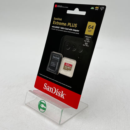 New SanDisk Extreme Plus 64GB 170MB/s SDXC Card 4K SDSQXBZ-064G-AP6MA