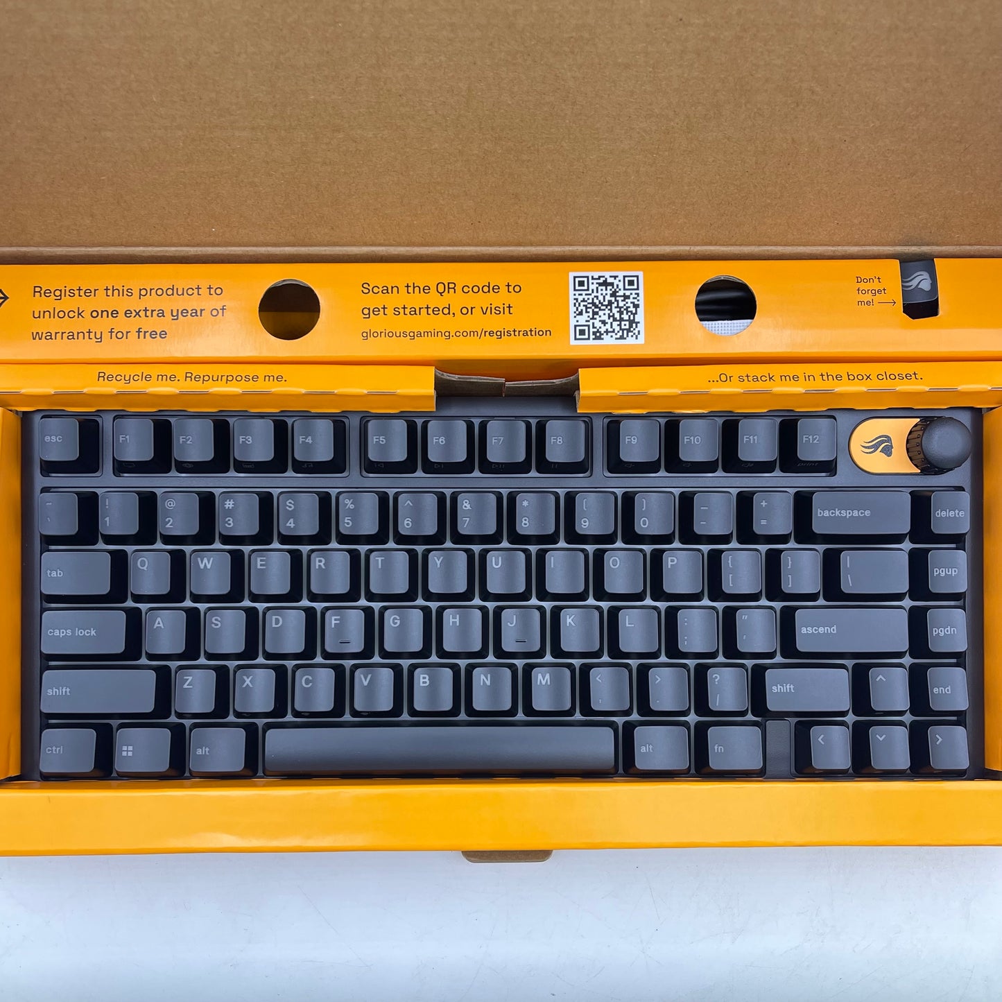 New Glorious GMBK 75% Customizable RGB Gaming Keyboard GLO-GMBK75-BLK-US