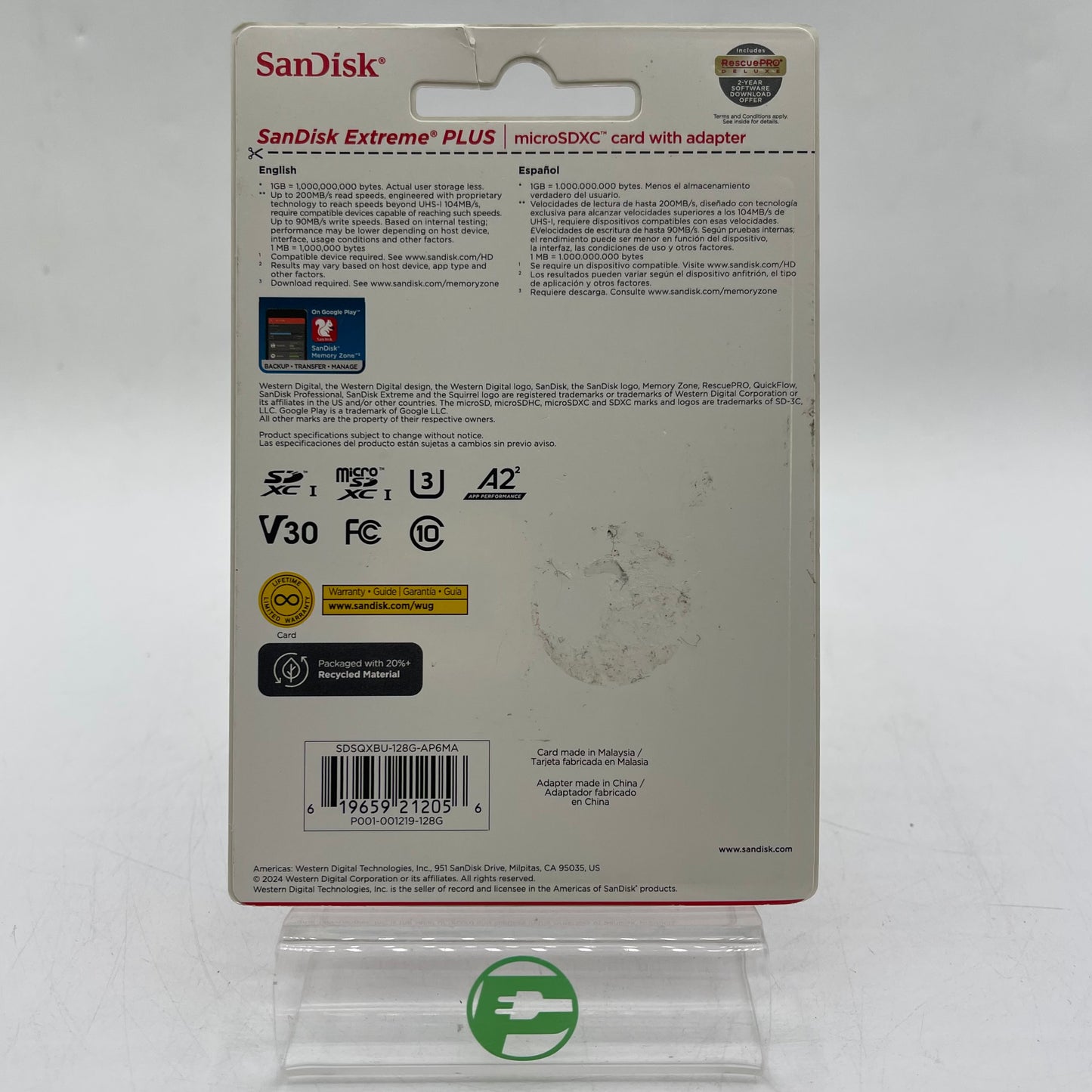New SanDisk Extreme Plus 128GB microSDXC P001-001219-128G