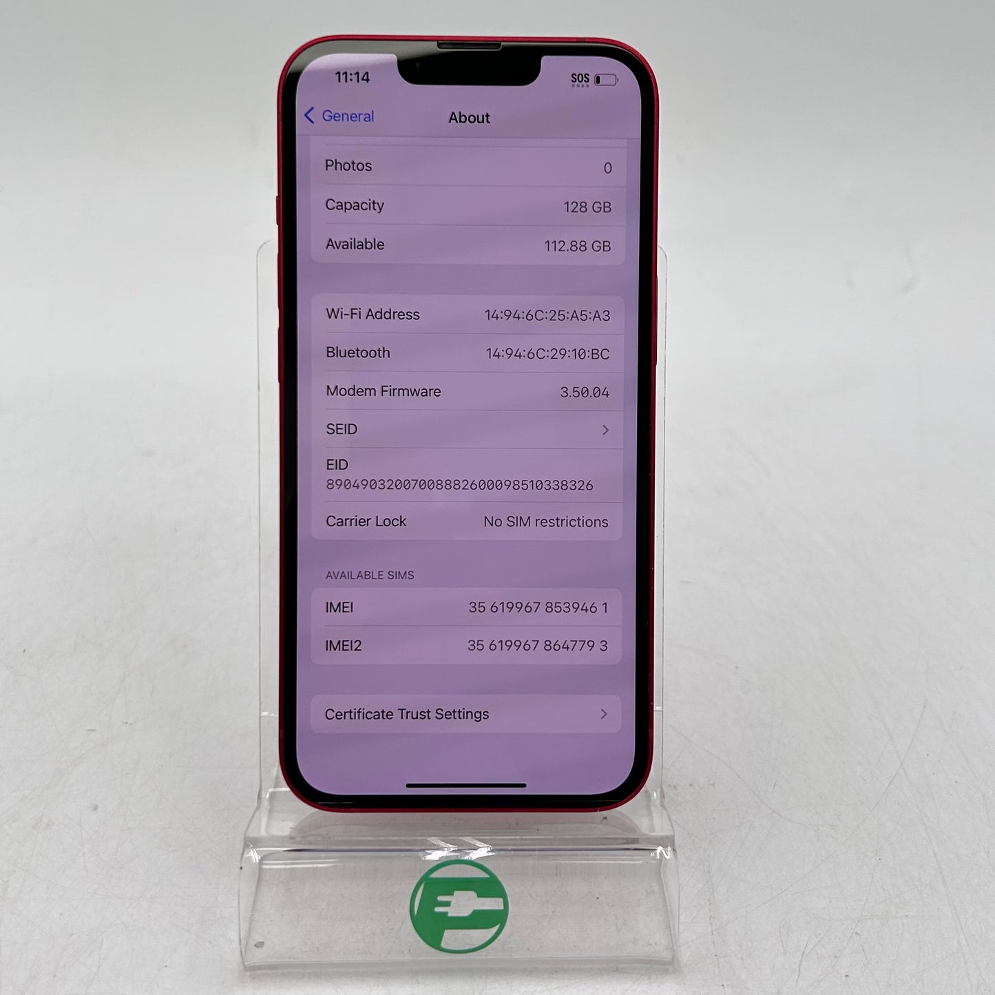 Factory Unlocked Apple iPhone 13 128GB Product Red MLAA3LL/A