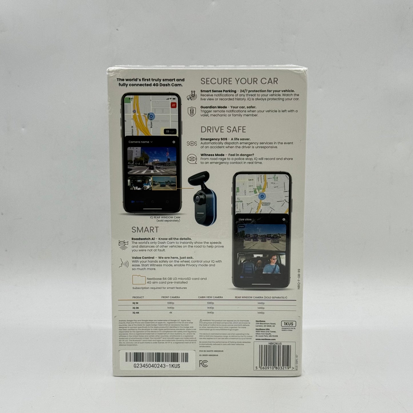 New Nextbase IQ 1080p HD Smart Dash Cam with Wi-Fi & GPS NBIQ1KUS