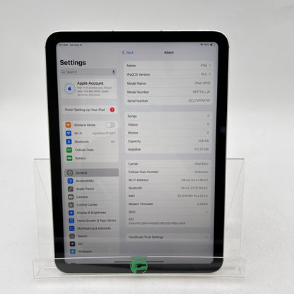 Factory Unlocked Apple iPad 11" (A16) 128GB Silver MD7F4LL/A
