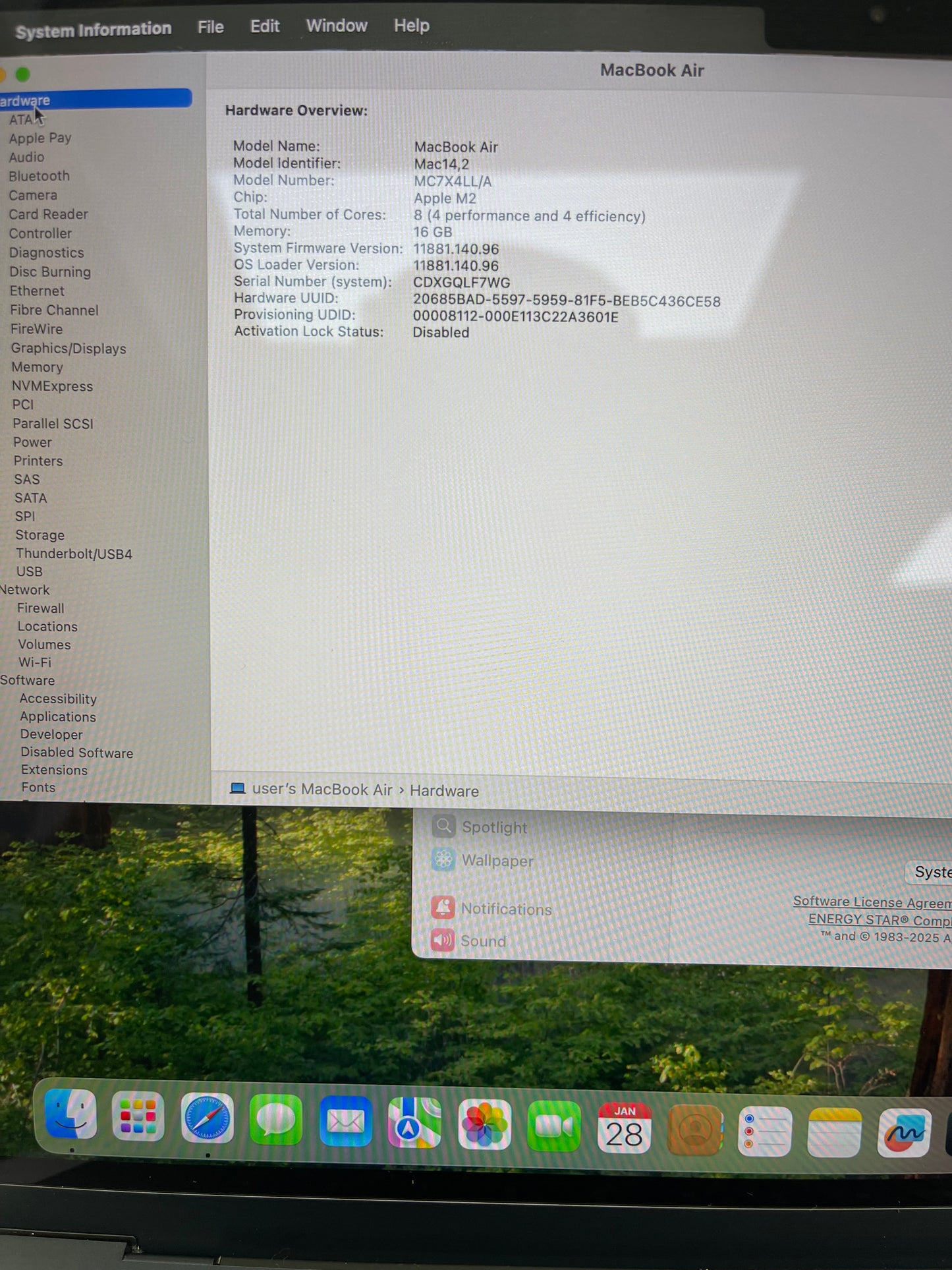 2022 Apple MacBook Air 13.6" M2 8C GPU 3.5GHz 16GB RAM 256GB SSD A2681