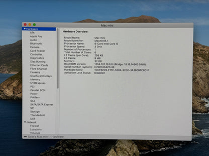 2018 Apple Mac Mini i5 3.6GHz 32GB RAM 512GB SSD Space Gray A1993
