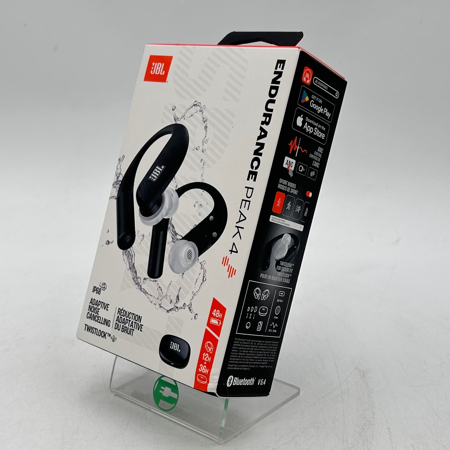 New JBL Endurance Peak 4 Wireless Noise Canceling In-Ear Headphones Black 
