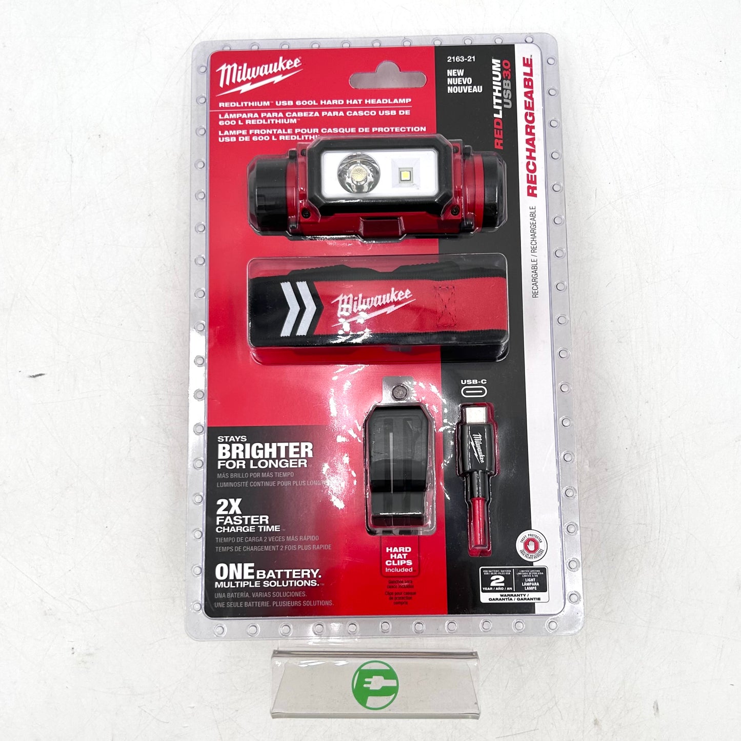 New Milwaukee 2163-21  4V Redlithium USB 600L Hard Hat HeadLamp